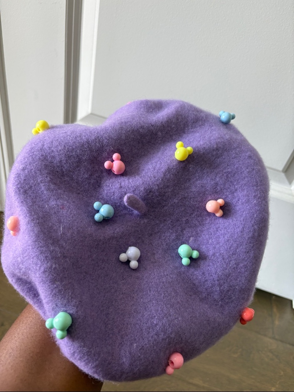 Disney Purple Beret with Pastel Mickey Studs